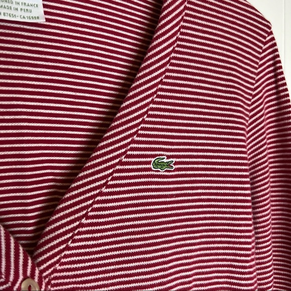 Lacoste Button Up Cardigan Stripe Swetaer Sz 38 - Picture 6 of 7